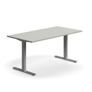 Kancelársky stôl QBUS, rovný, 1600x800 mm, T-rám, strieborný rám, svetlošedá