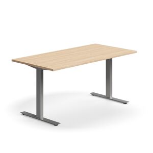 Kancelársky stôl QBUS, rovný, 1600x800 mm, T-rám, strieborný rám, dub