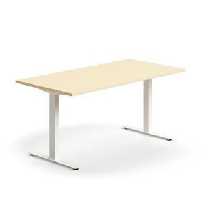 Kancelársky stôl QBUS, rovný, 1600x800 mm, T-rám, biely rám, breza