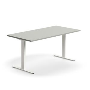 Kancelársky stôl QBUS, rovný, 1600x800 mm, T-rám, biely rám, svetlošedá