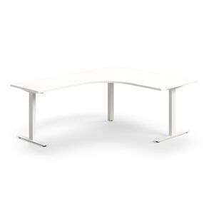 Kancelársky stôl QBUS, rohový, 1600x2000 mm, T-rám, biely rám, biela