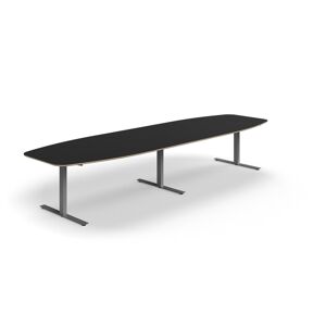 Rokovací stôl AUDREY, 4000x1200 mm, strieborný rám, tmavošedá