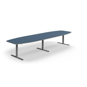 Rokovací stôl AUDREY, 4000x1200 mm, strieborný rám, šedomodrá