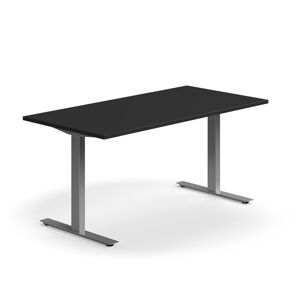 Kancelársky stôl QBUS, rovný, 1600x800 mm, T-rám, strieborný rám, čierna