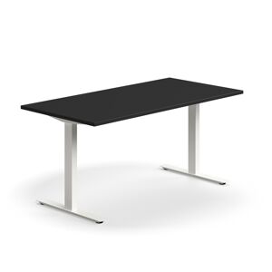 Kancelársky stôl QBUS, rovný, 1600x800 mm, T-rám, biely rám, čierna