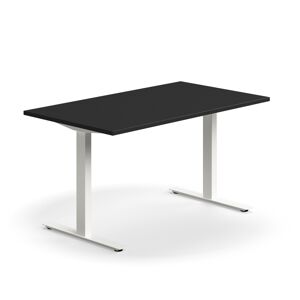 Kancelársky stôl QBUS, rovný, 1400x800 mm, T-rám, biely rám, čierna
