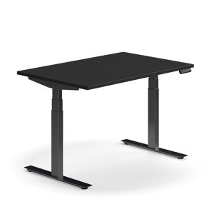 Výškovo nastaviteľný stôl QBUS, rovný, 1200x800 mm, čierny rám, čierna