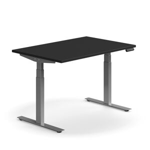 Výškovo nastaviteľný stôl QBUS, rovný, 1200x800 mm, strieborný rám, čierna