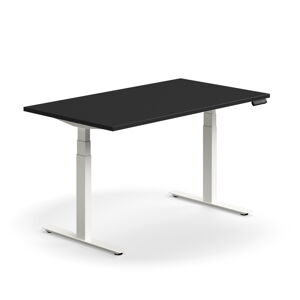 Výškovo nastaviteľný stôl QBUS, rovný, 1400x800 mm, biely rám, čierna