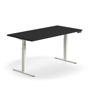 Výškovo nastaviteľný stôl QBUS, rovný, 1600x800 mm, biely rám, čierna