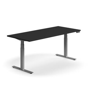 Výškovo nastaviteľný stôl QBUS, rovný, 1800x800 mm, strieborný rám, čierna
