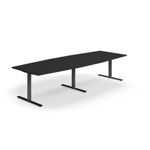 Rokovací stôl QBUS, oválny, 3200x1200 mm, T-rám, čierny rám, čierna