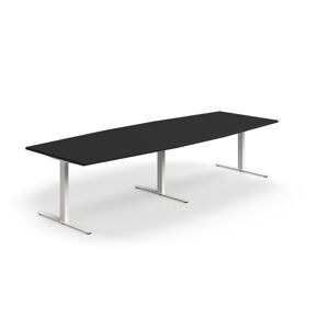 Rokovací stôl QBUS, oválny, 3200x1200 mm, T-rám, biely rám, čierna