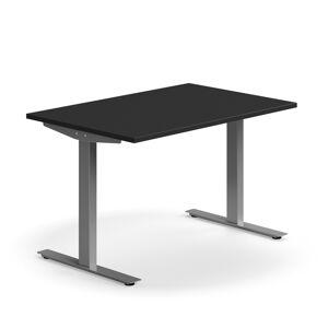 Kancelársky stôl QBUS, rovný, 1200x800 mm, T-rám, strieborný rám, čierna