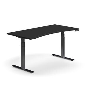 Výškovo nastaviteľný stôl QBUS, ergonomický, 1600x800 mm, čierny rám, čierna