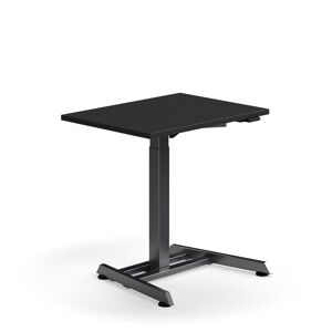 Výškovo nastaviteľný stôl QBUS, s centrálnou nohou, 800x600 mm, čierny rám, čierna